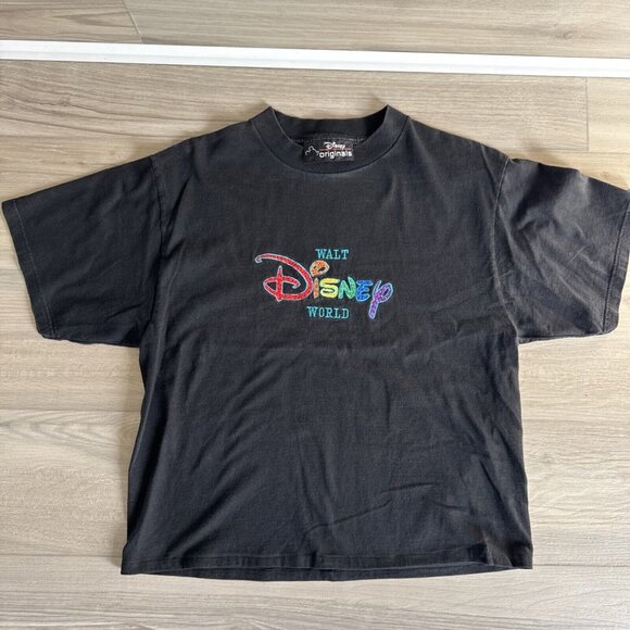 Rare VTG DISNEY Originals Walt Disney World Embroidered T Shirt‎ 90s Rainbow Med - Picture 1 of 11